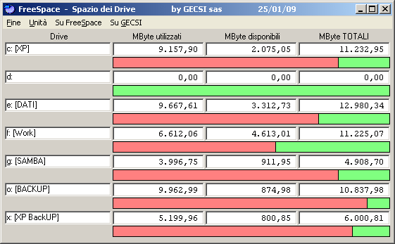 FreeSpc.exe:   Spazio occupato, libero e totale dei Drive